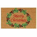 Configuracion 17 x 29 in. Christmas Wreath Rectangular Doormat - Natural Red & Green CO3367098